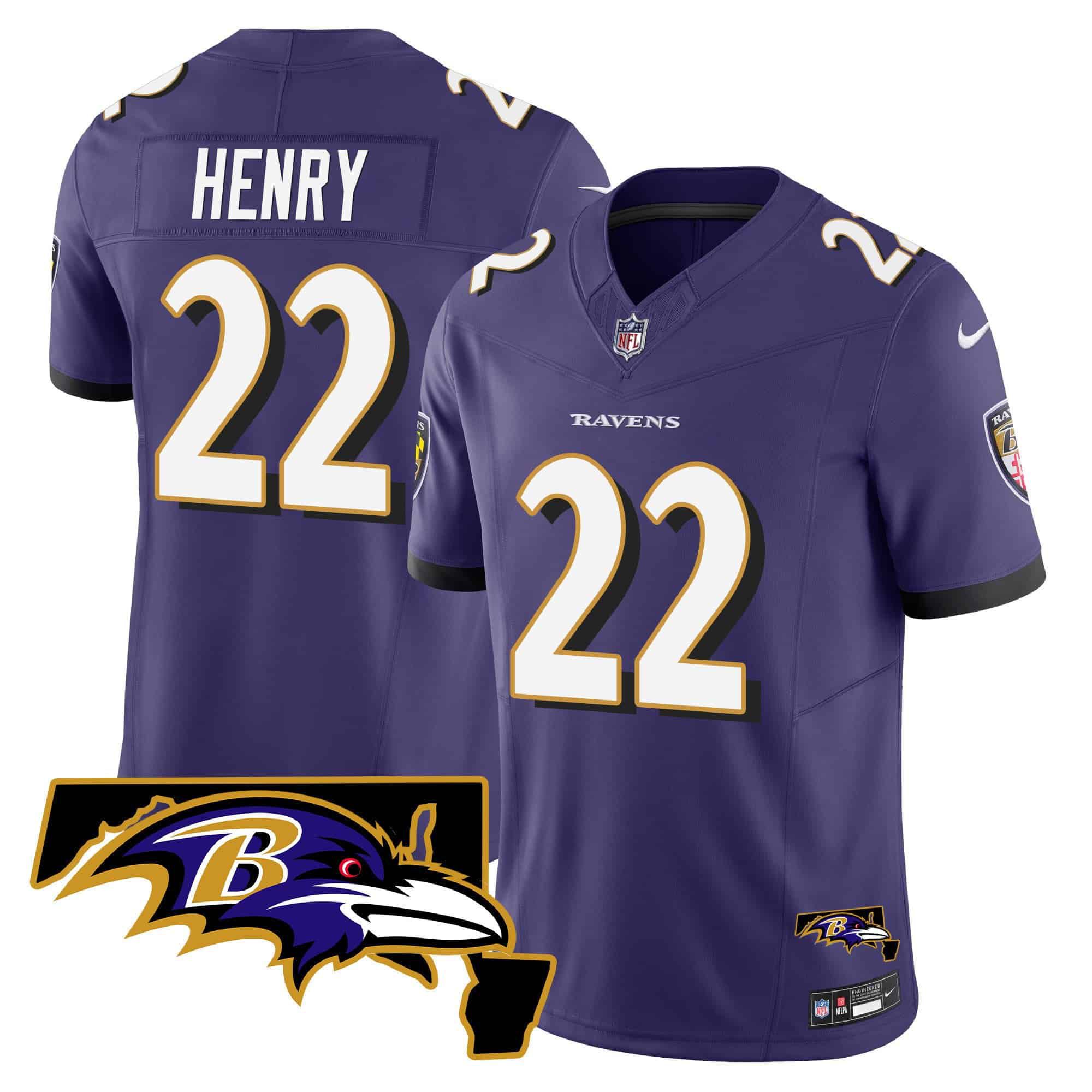 Men Baltimore Ravens #22 Henry Purple 2024 Nike Maryland Patch Vapor Limited NFL Jersey style 1->indianapolis colts->NFL Jersey